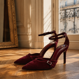 Escarpins à Bride Cheville en Daim Bordeaux