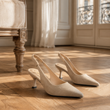 Escarpins Slingback en Daim à Petit Talon