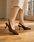 Escarpins Slingback en Daim à Petit Talon