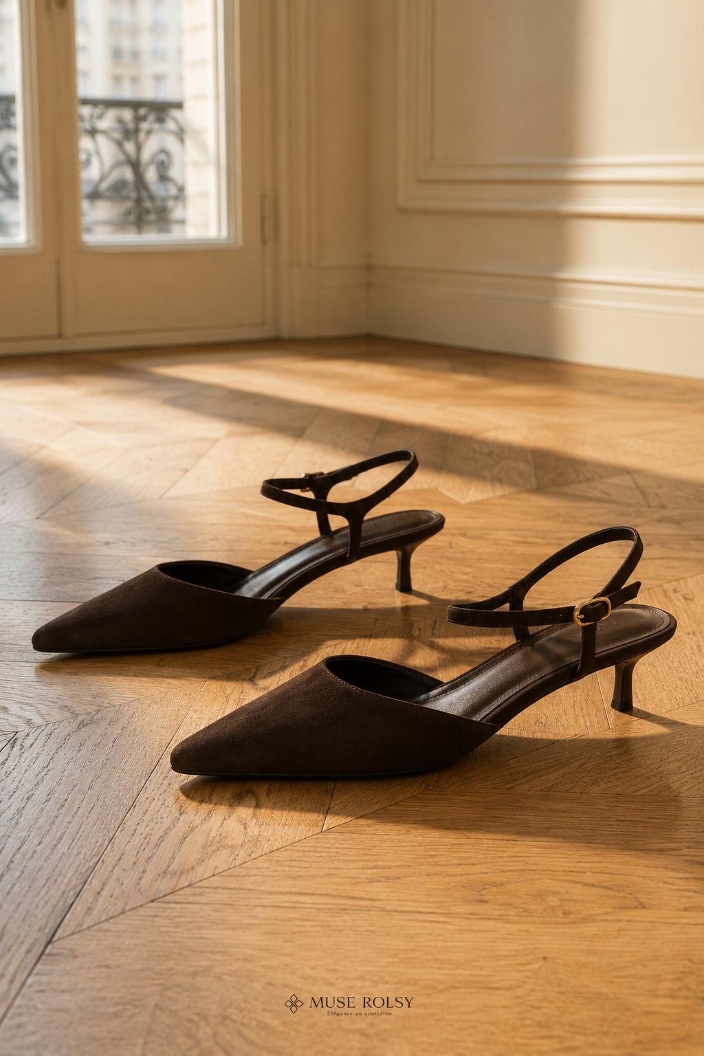 Mules en Daim à Petit Talon