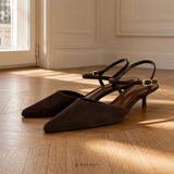 Mules en Daim à Petit Talon