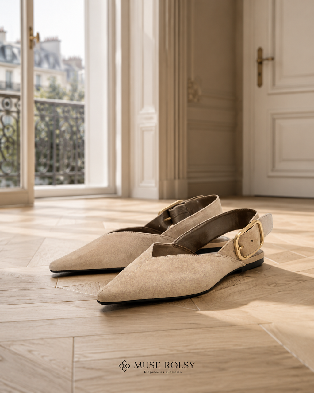 Ballerines Slingback en Daim Brun