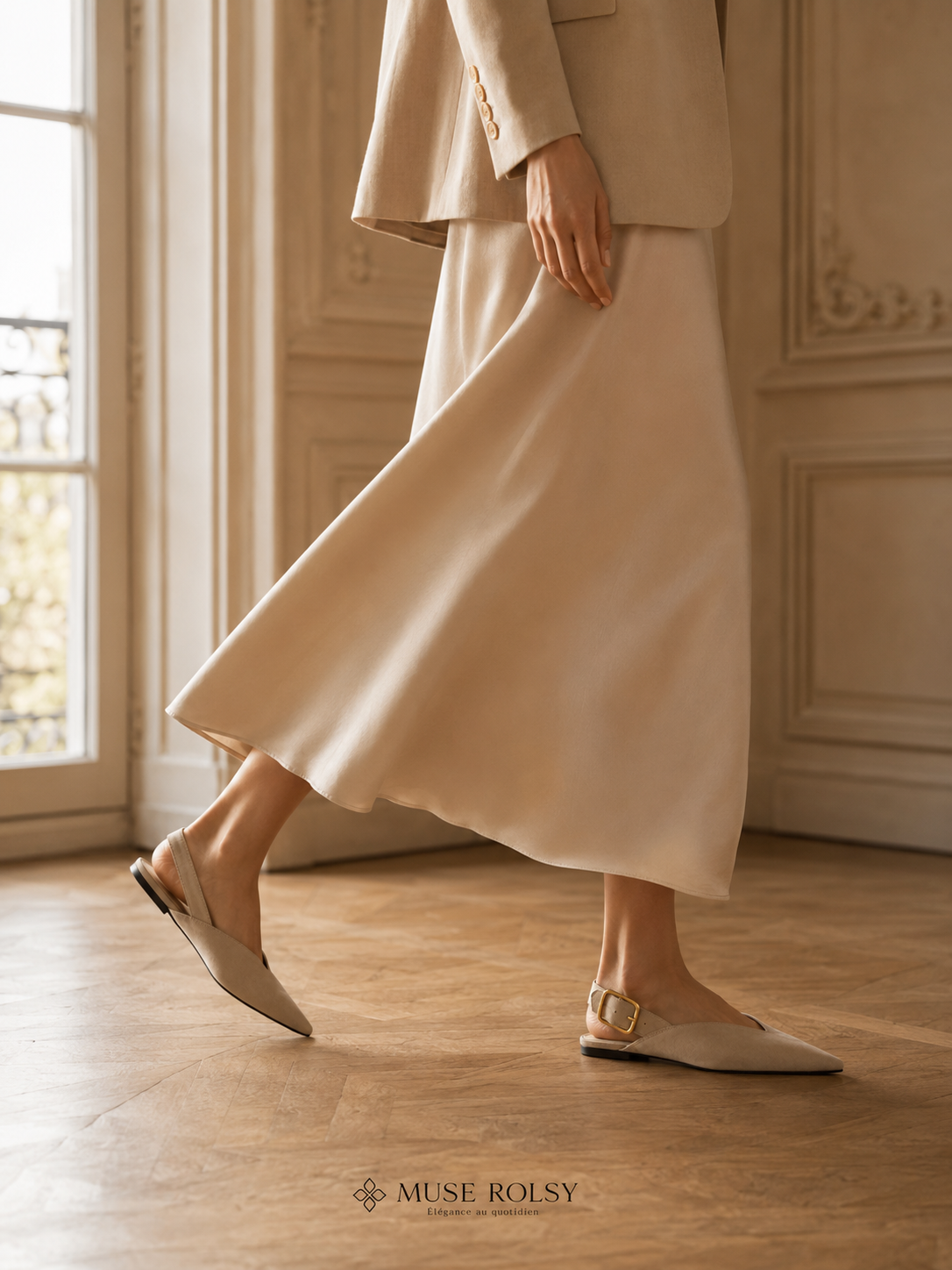 Ballerines Slingback en Daim Brun
