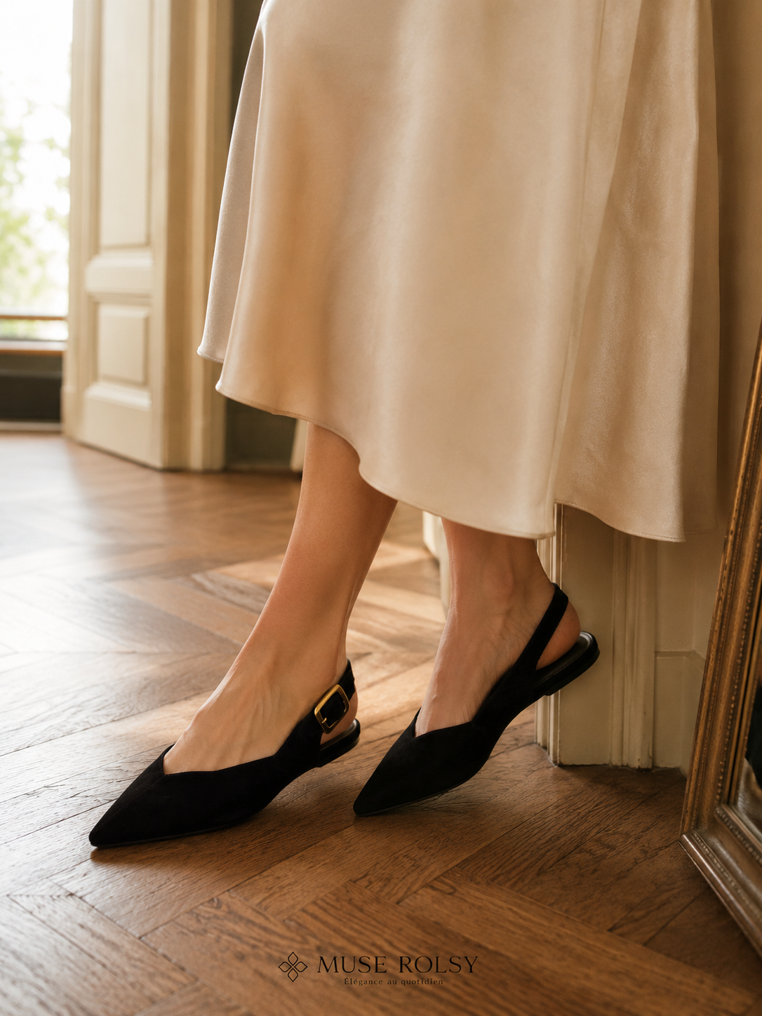 Ballerines Slingback en Daim Brun
