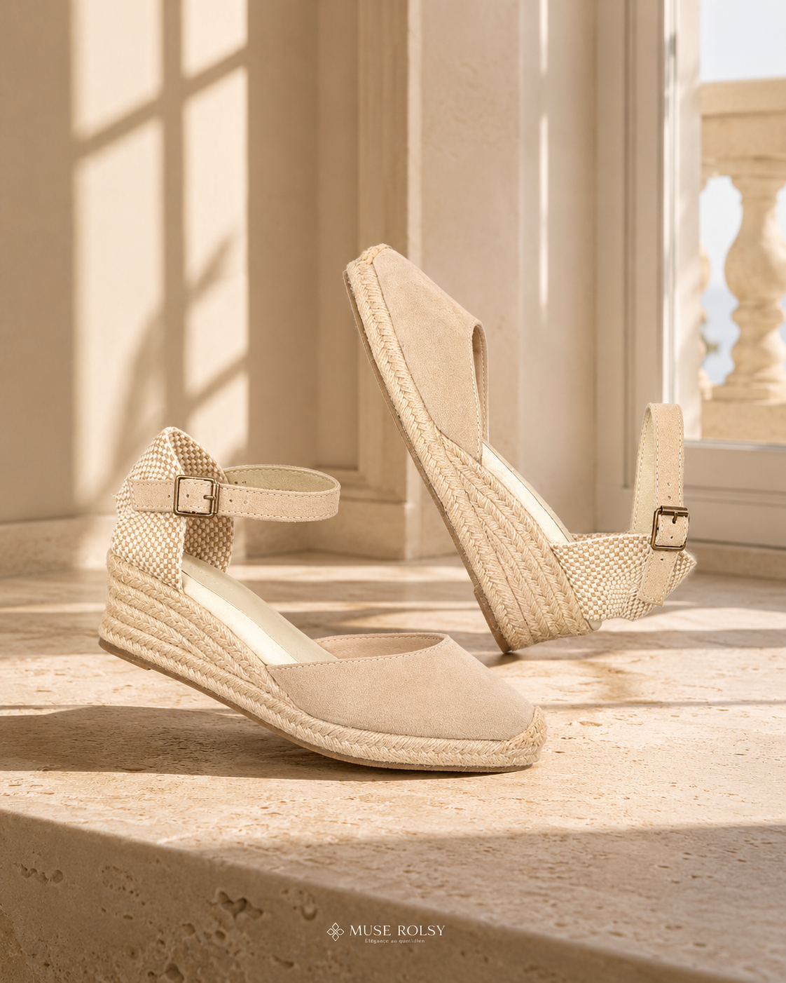Sandales Compensées Espadrilles en Daim