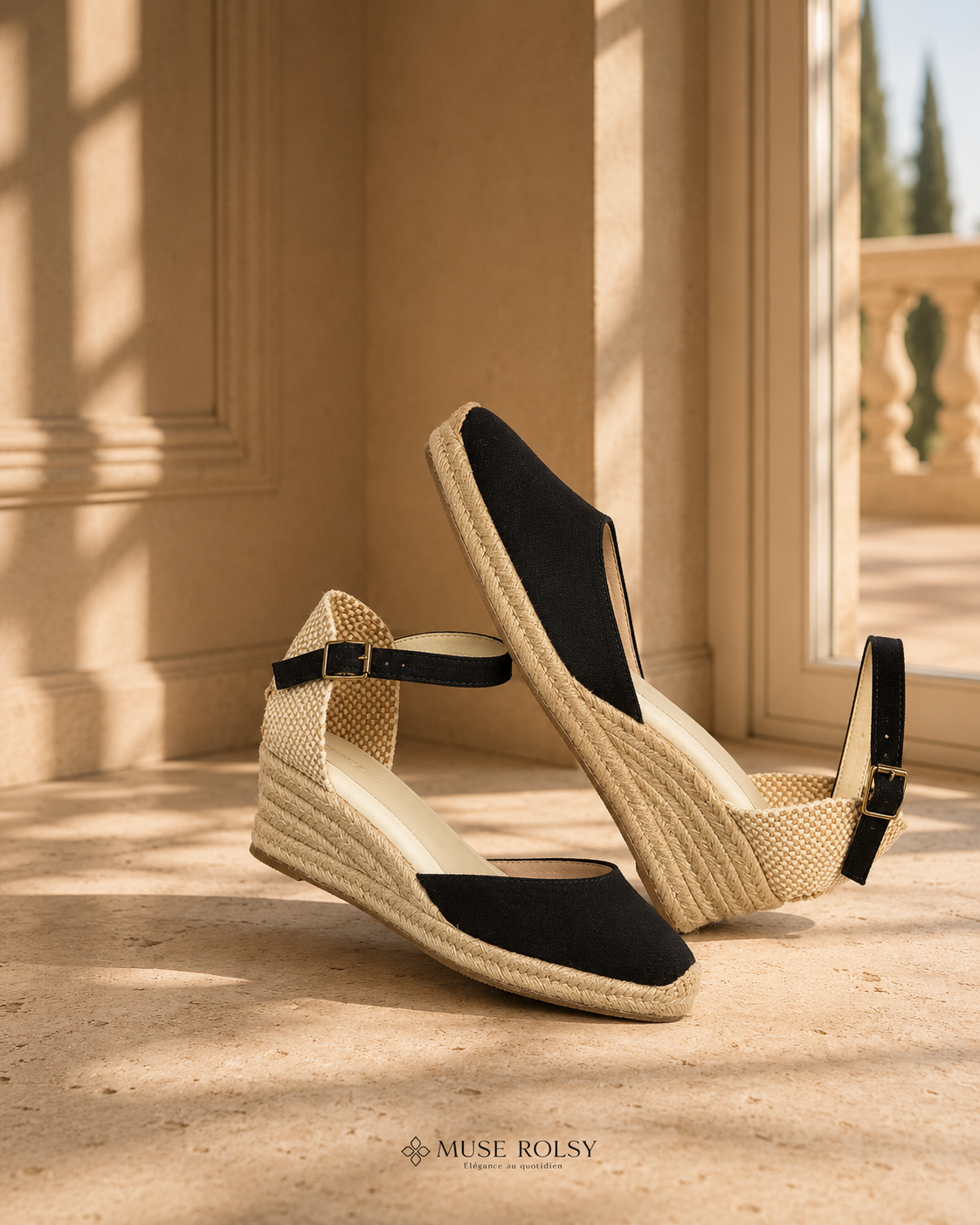 Sandales Compensées Espadrilles en Daim