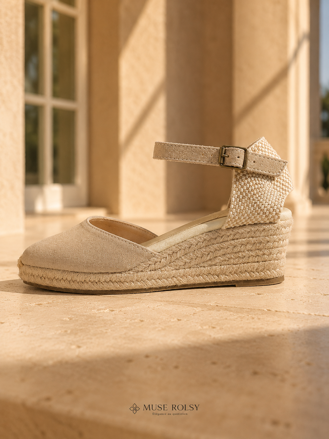 Sandales Compensées Espadrilles en Daim