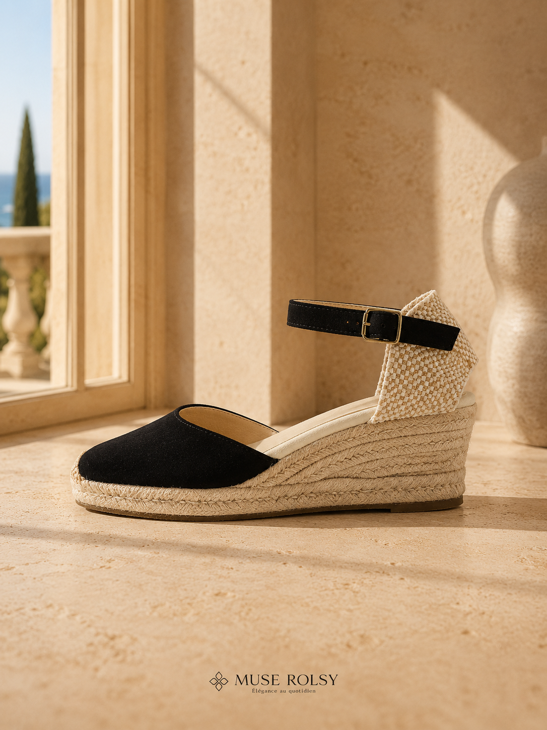 Sandales Compensées Espadrilles en Daim