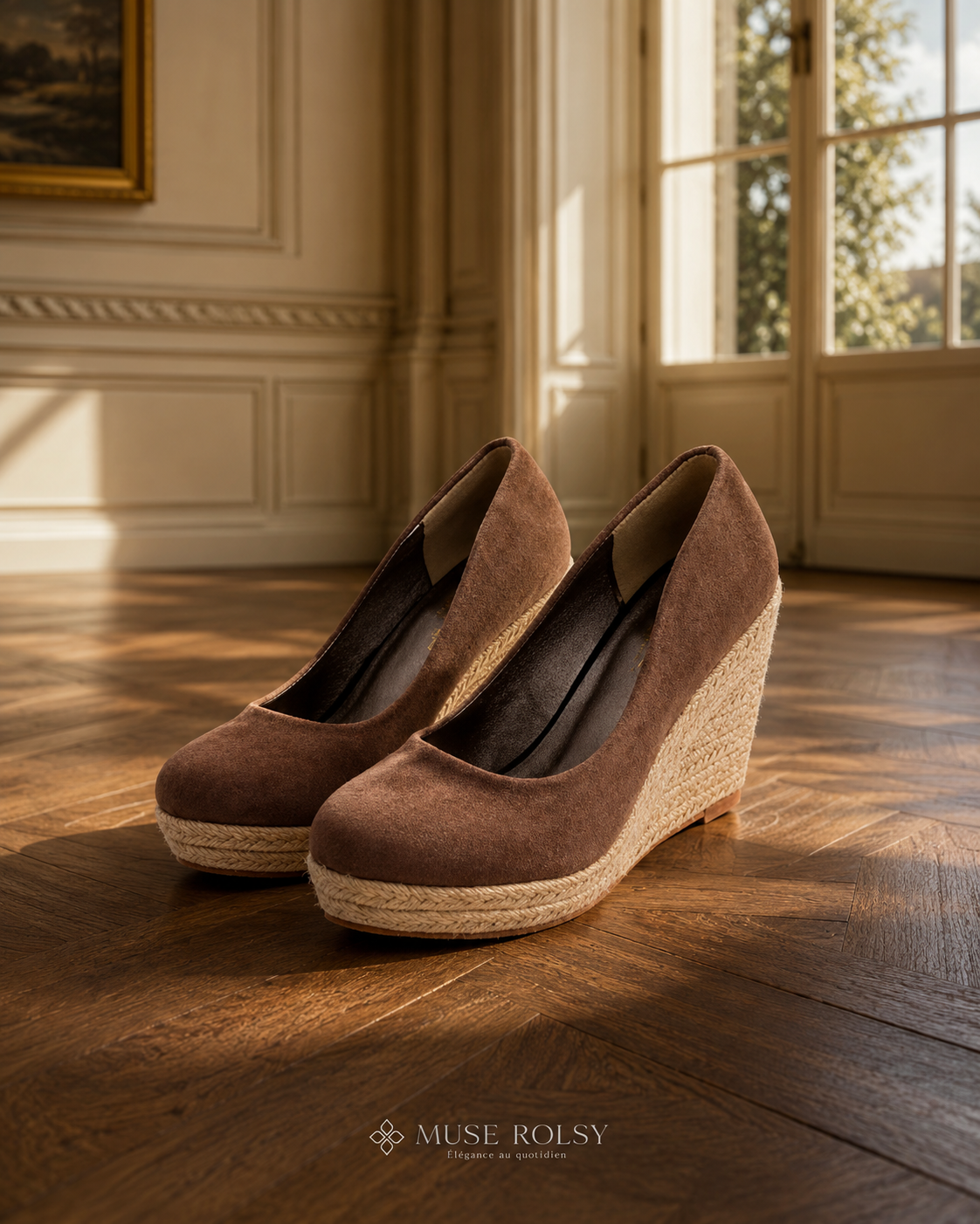 Escarpins Compensés Espadrilles en Daim
