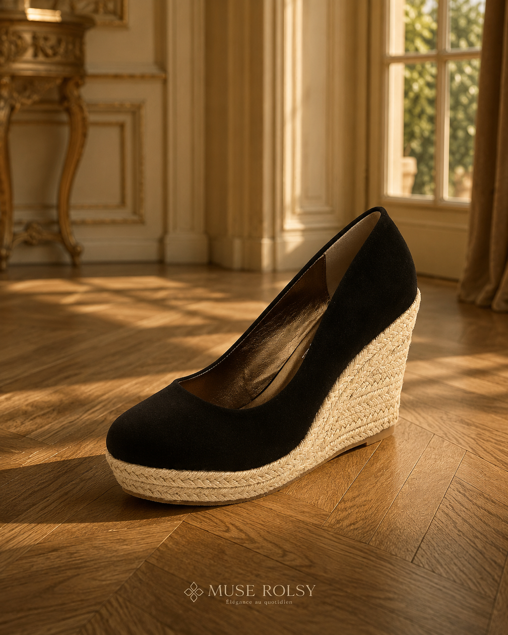 Escarpins Compensés Espadrilles en Daim