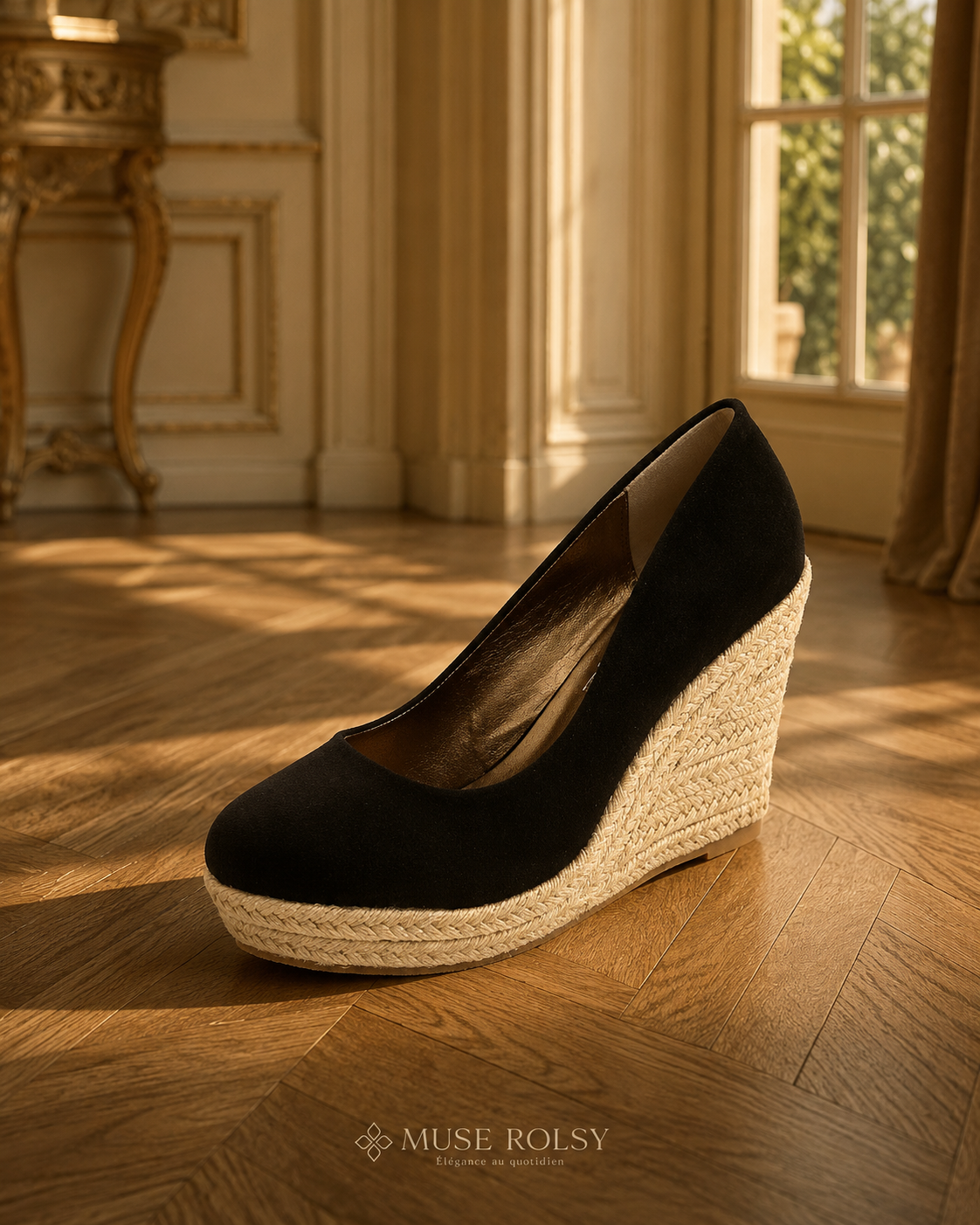 Escarpins Compensés Espadrilles en Daim
