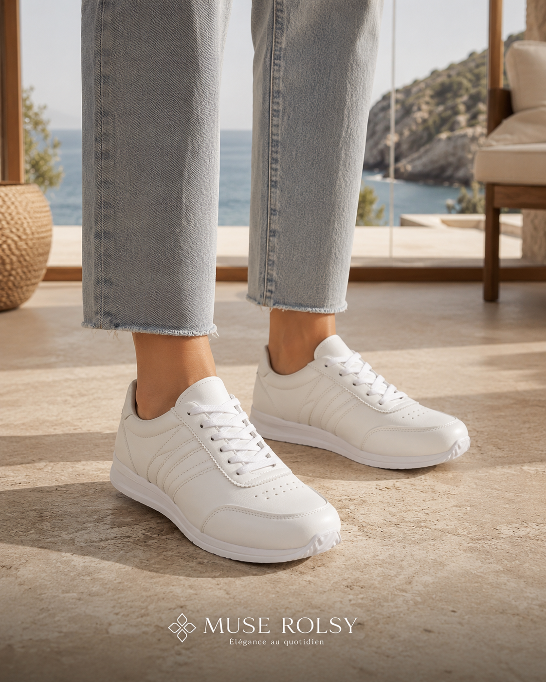 Baskets en Cuir Blanc Minimalistes