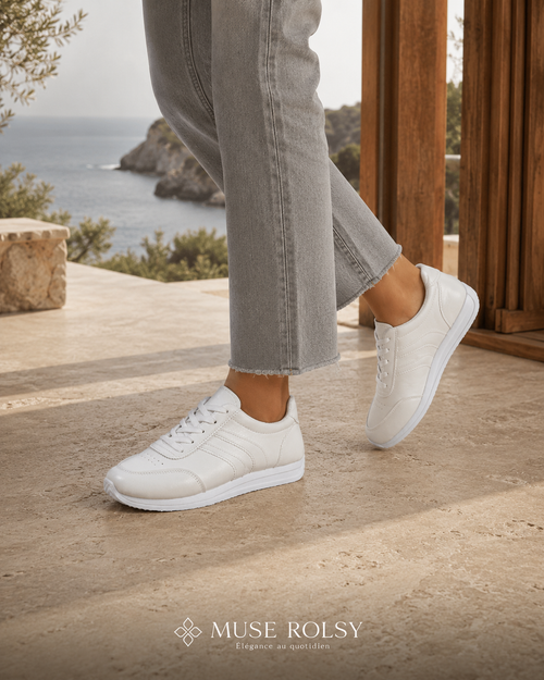 Baskets en Cuir Blanc Minimalistes