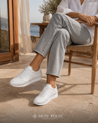 Baskets en Cuir Blanc Minimalistes