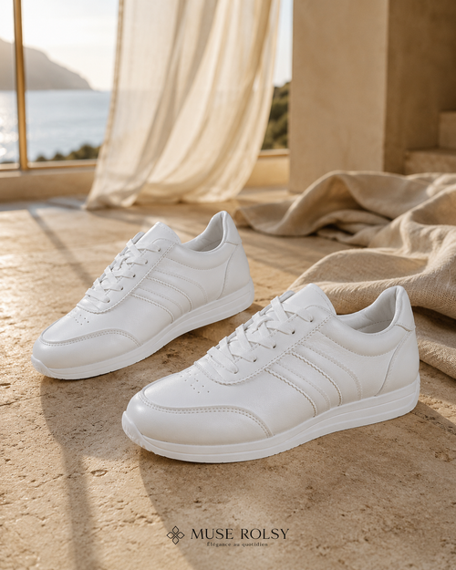 Baskets en Cuir Blanc Minimalistes