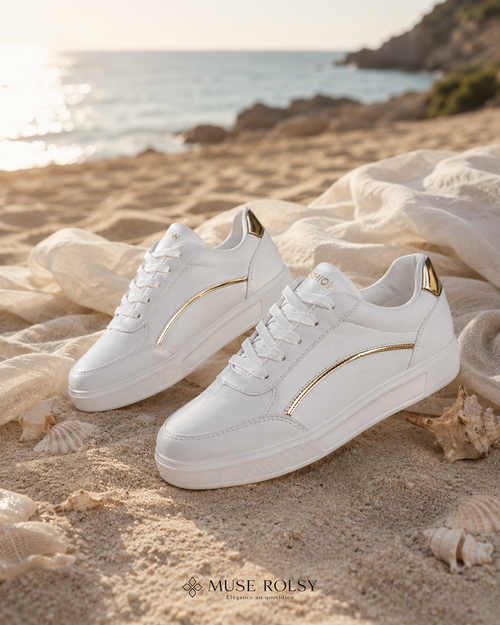 Baskets Compensées en Cuir pour Femme