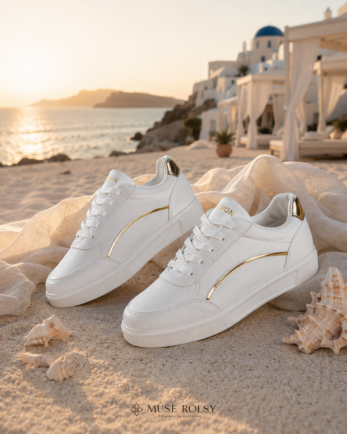 Baskets Compensées en Cuir pour Femme