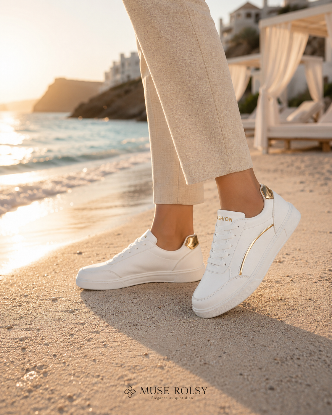 Baskets Compensées en Cuir pour Femme