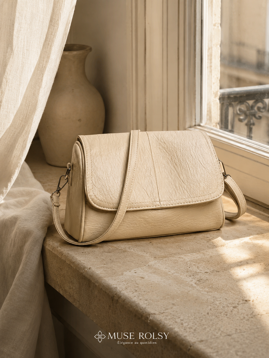 Sac Bandoulière en Cuir Ciré Vintage