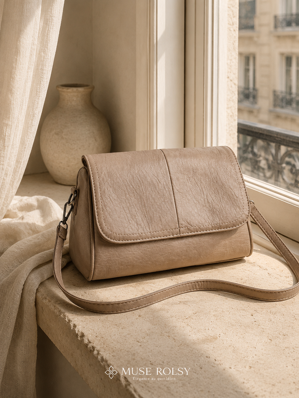 Sac Bandoulière en Cuir Ciré Vintage