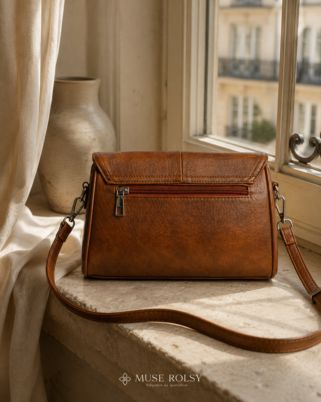 Sac Bandoulière en Cuir Ciré Vintage