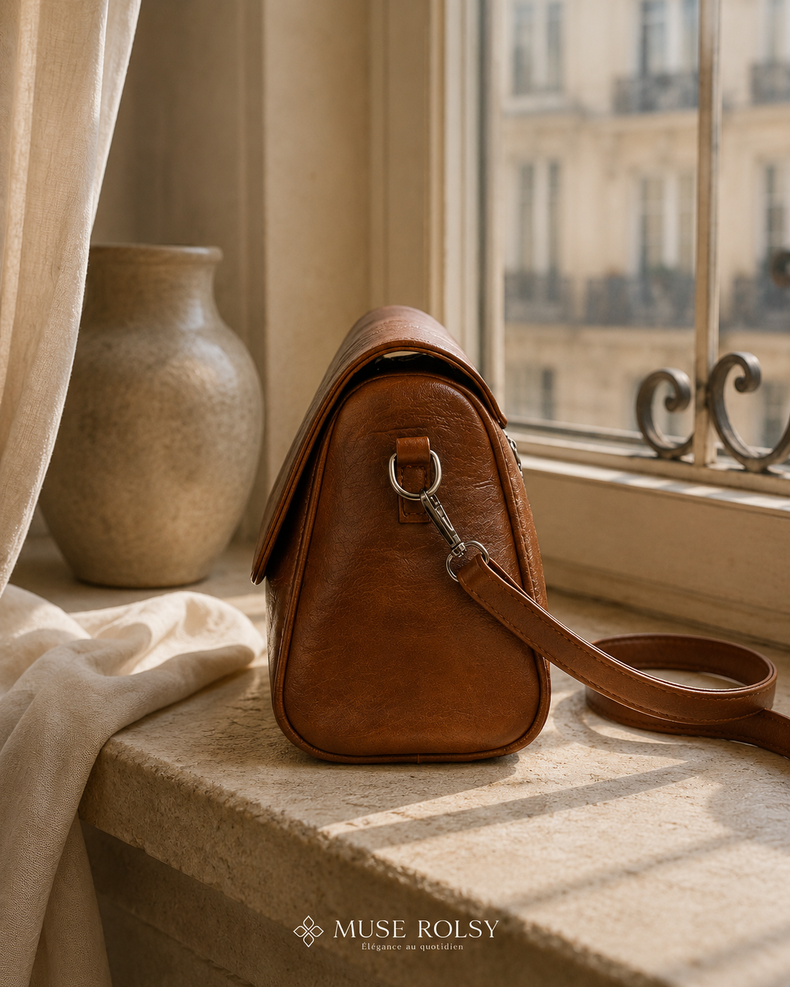 Sac Bandoulière en Cuir Ciré Vintage