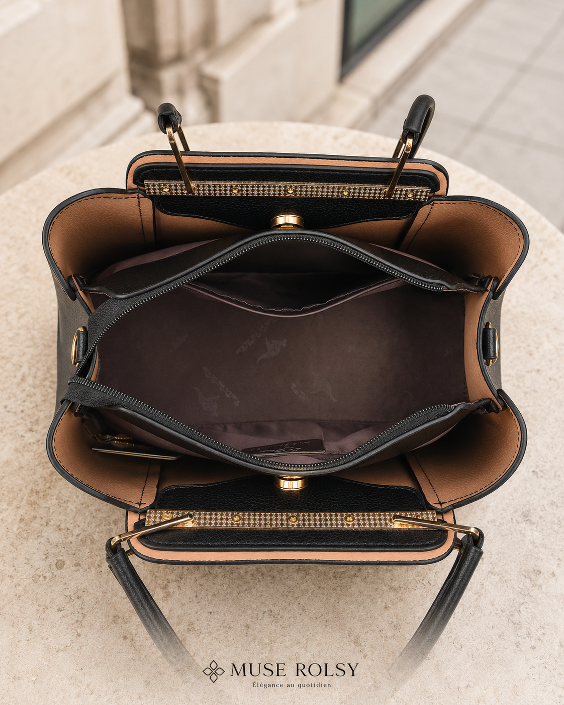 Sac Cabas Luxe à Trois Compartiments en Cuir Premium