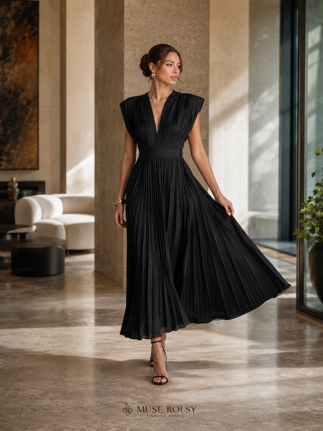 Robe Plissée Parisienne Élégante