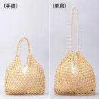 Simple Casual Handwoven Wooden Bead Handbag New Retro Versatile Summer Vacation Handheld Women's Shoulder Bags Water Bucket Bag