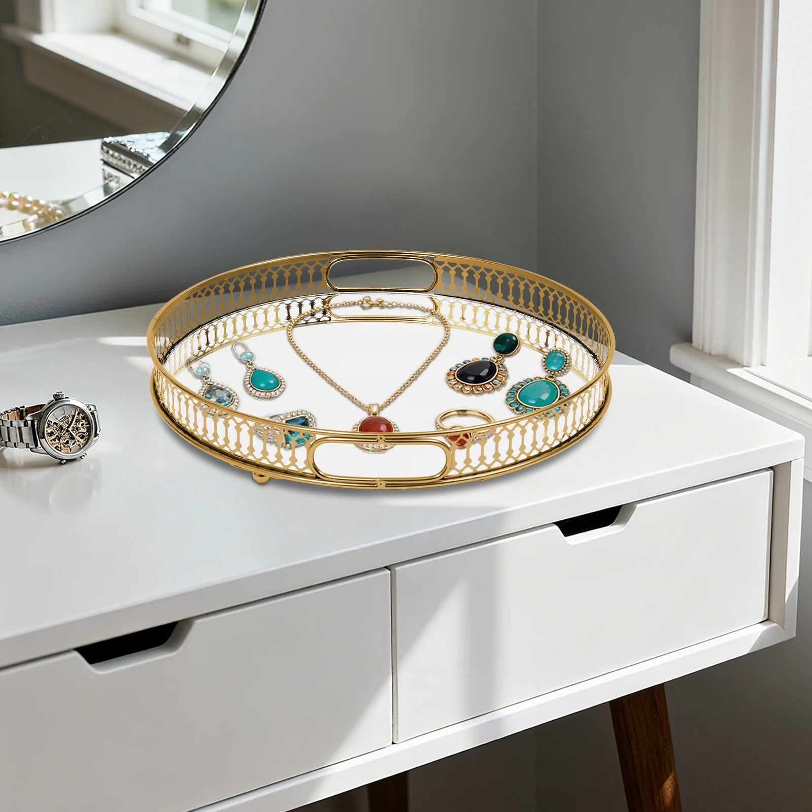 Plateau Miroir Doré